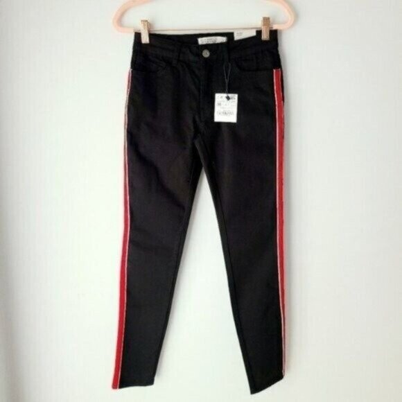 NWT Zara Black Striped Skinny Jeans - Picture 3 of 9